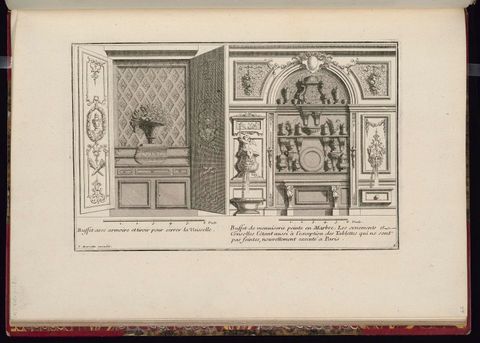 Buffet avec armoire et tiroir pour serrer la vaiselle; Buffet de menuiserie peinte en marbre