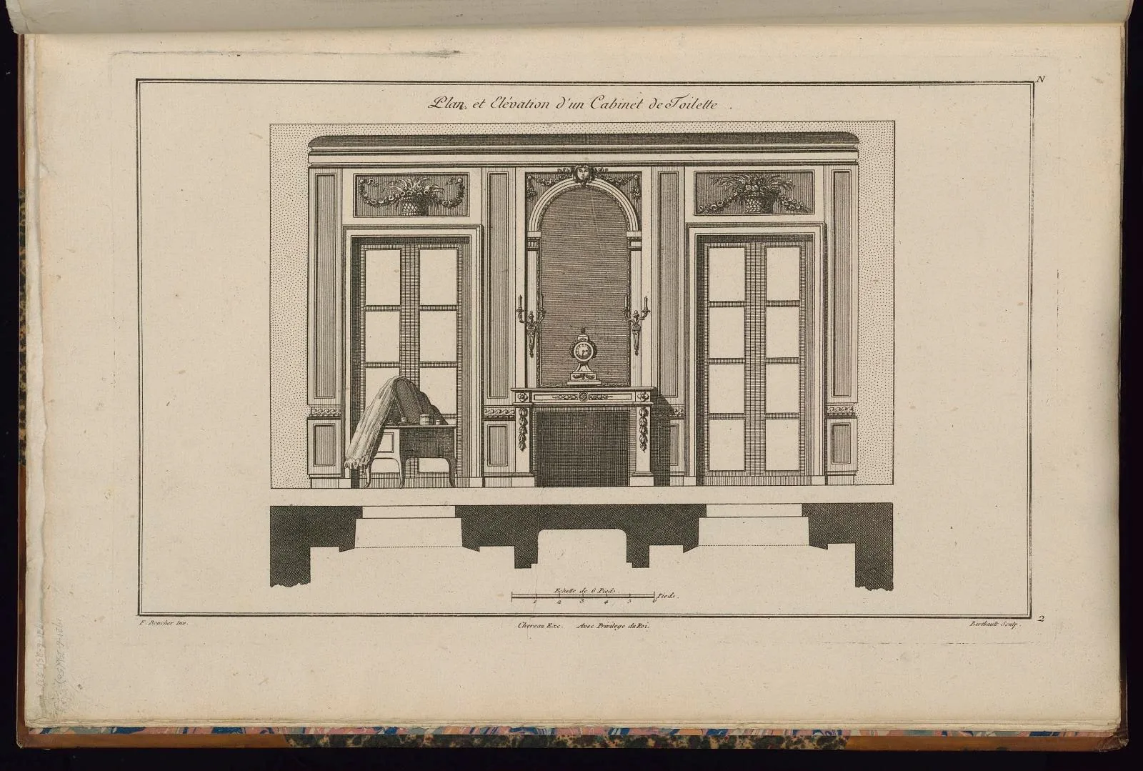 Plan et Elevation d'un Cabinet de Toilette