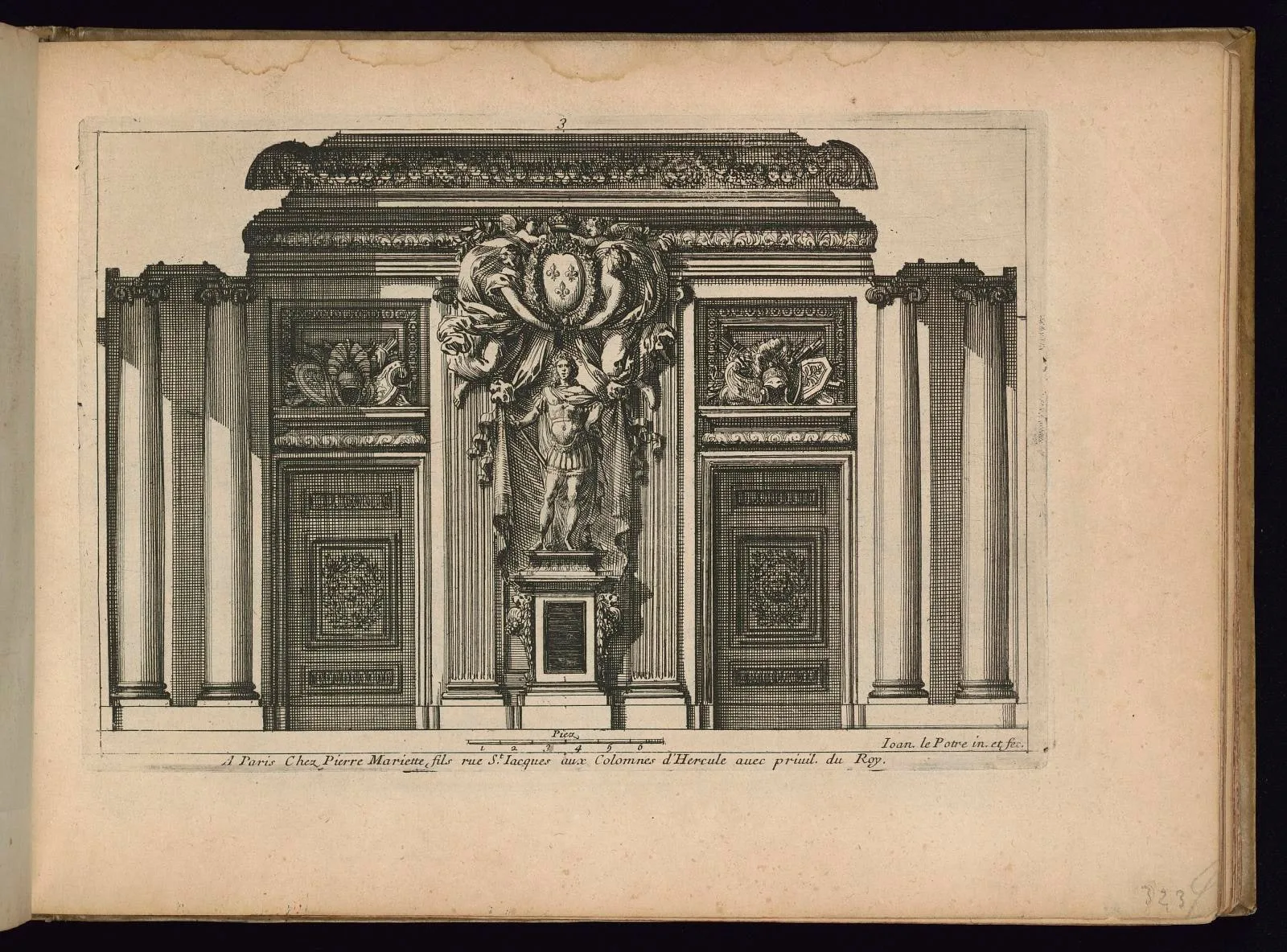 Interior Wall Elevation with a Statue of the King Louis XIV
