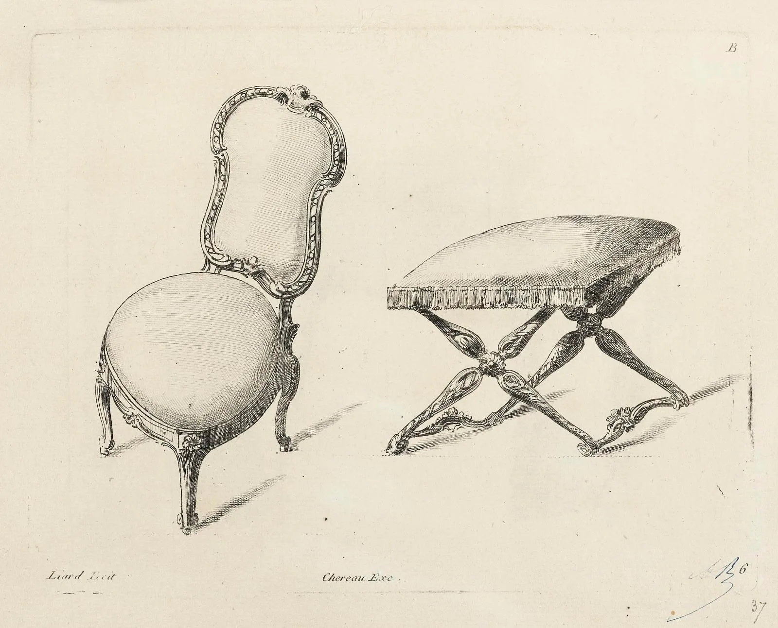 Bergère (No. 6), in Recueil de différents Muebles garniers Comme Fauteuils (Liard's "Suites")