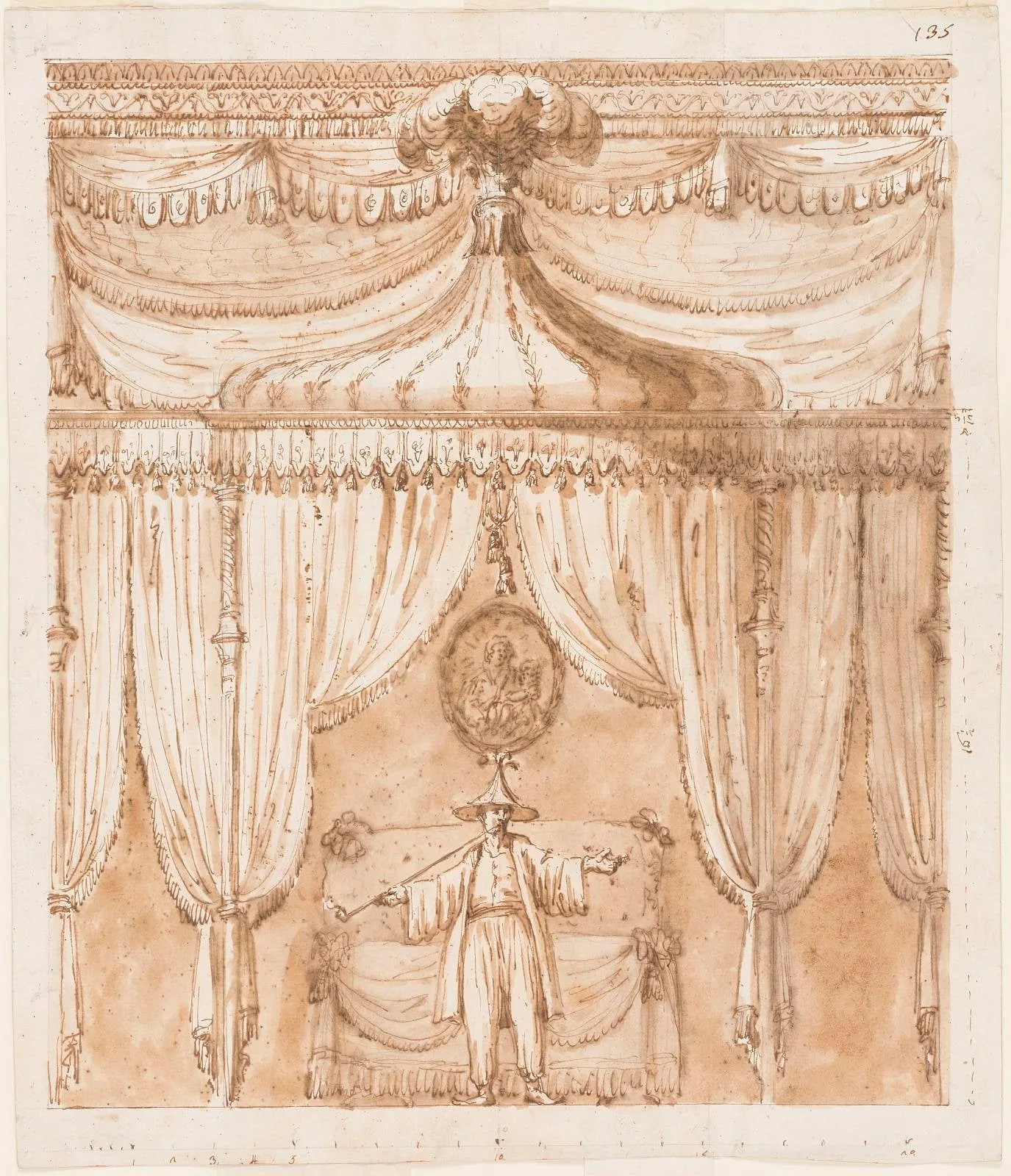 Bedroom alcove with a figure