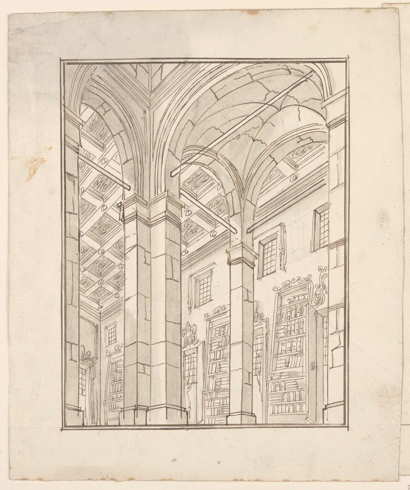 Stage Design: Library Interior with Arches
