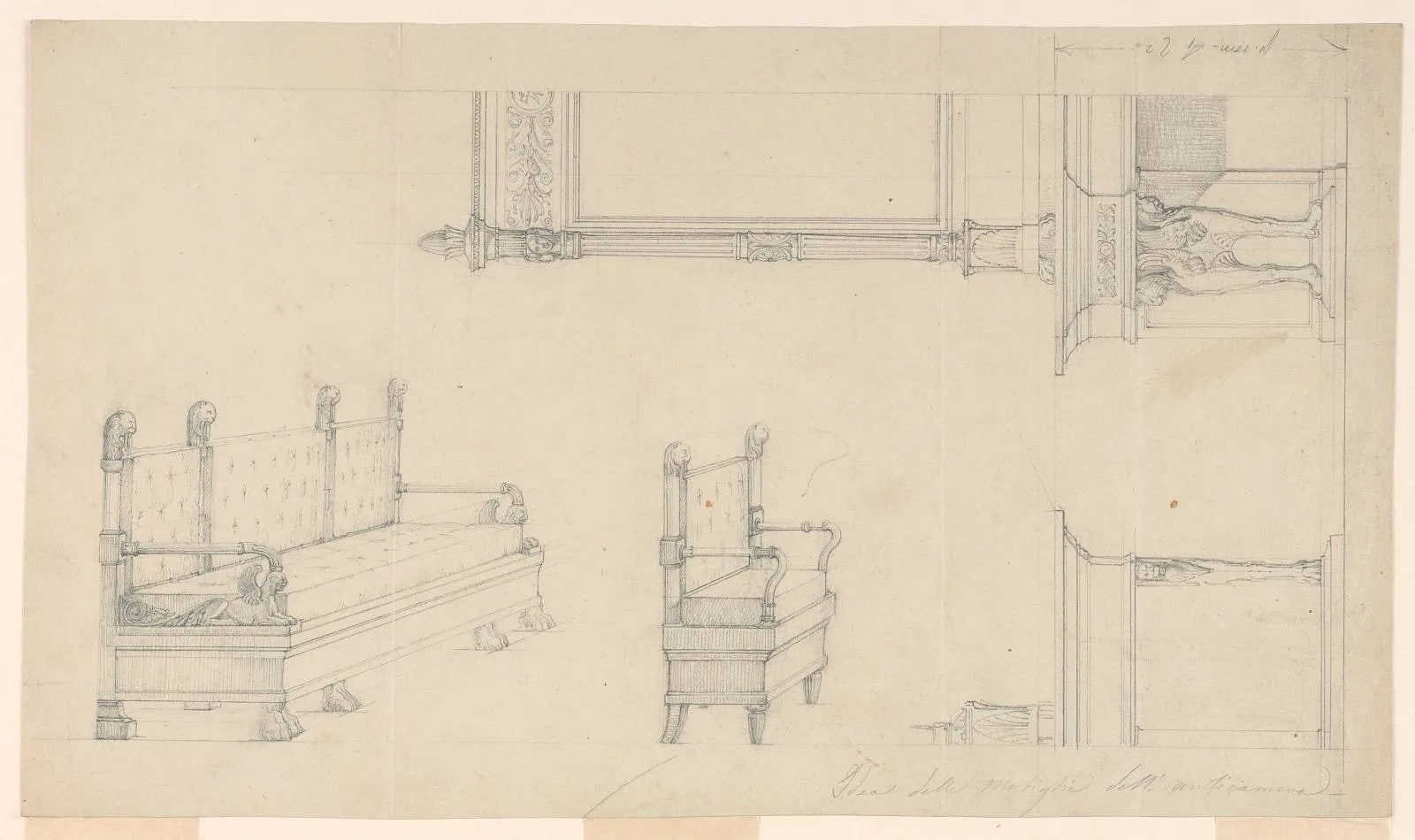 Designs for a Sofa, Armchair, Console Table, Console Looking Glass