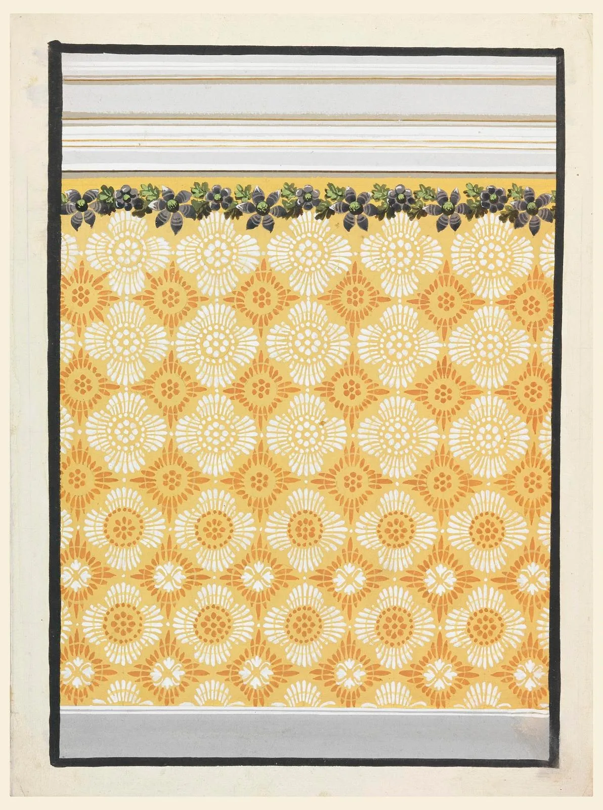 Design for a Painted Wall Decoration, with Alternative Suggestions