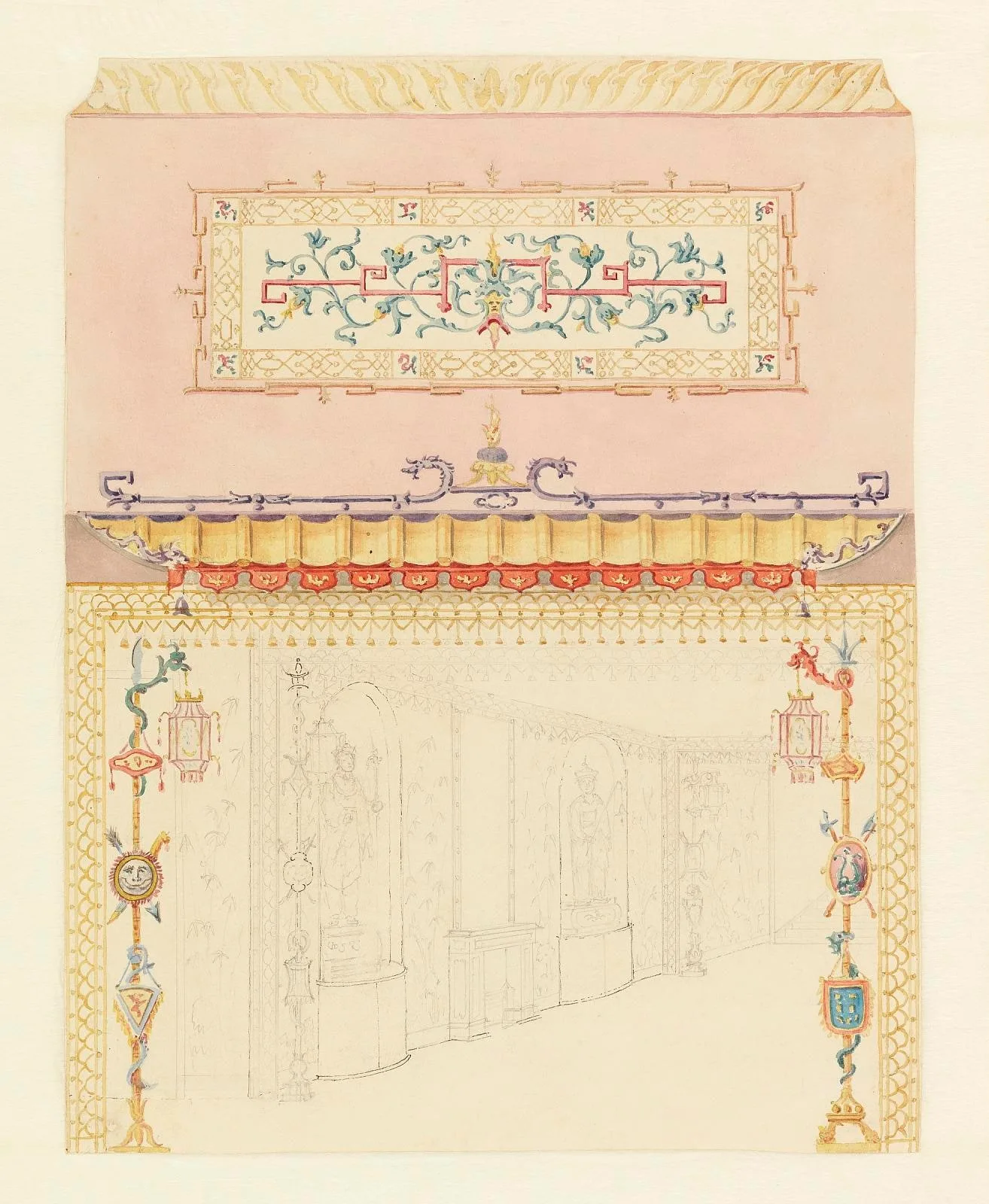 Design for the Corridor to the Chinese Gallery, Royal Pavilion, Brighton