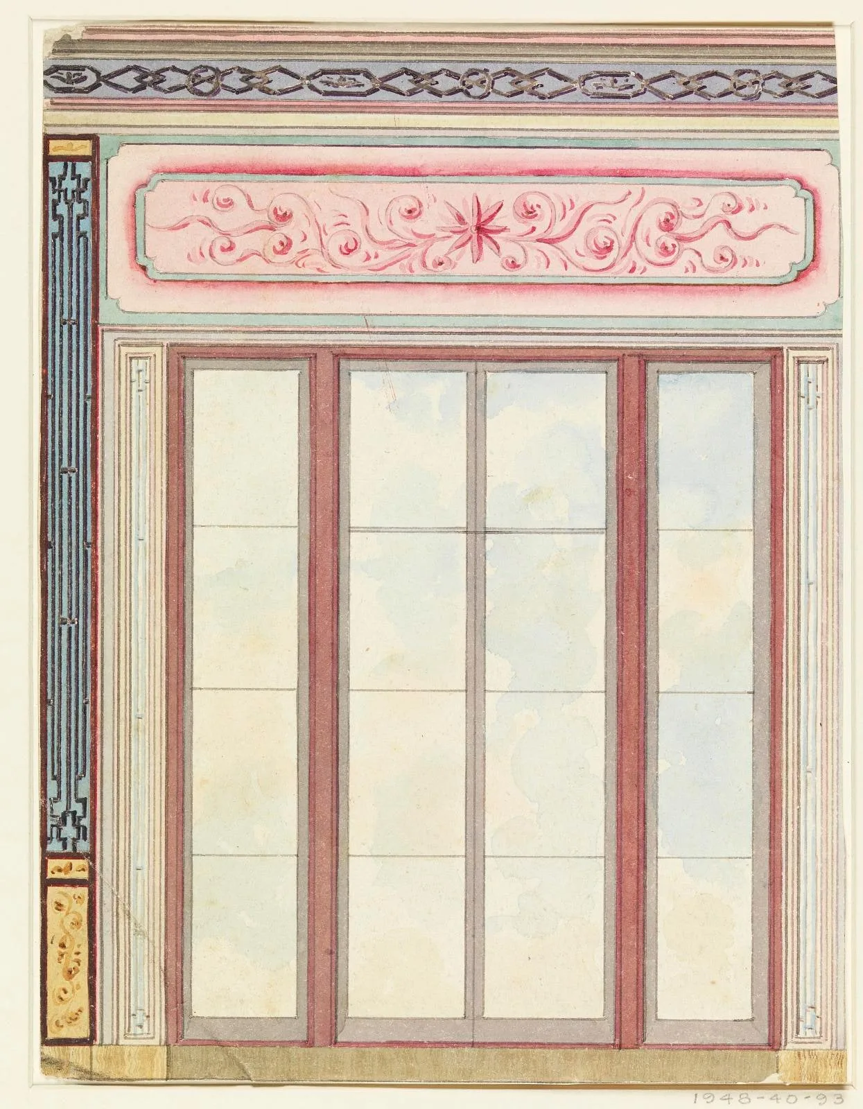 Window Decoration, with Panel of Arabesques and Star, Probably for the Dining Room