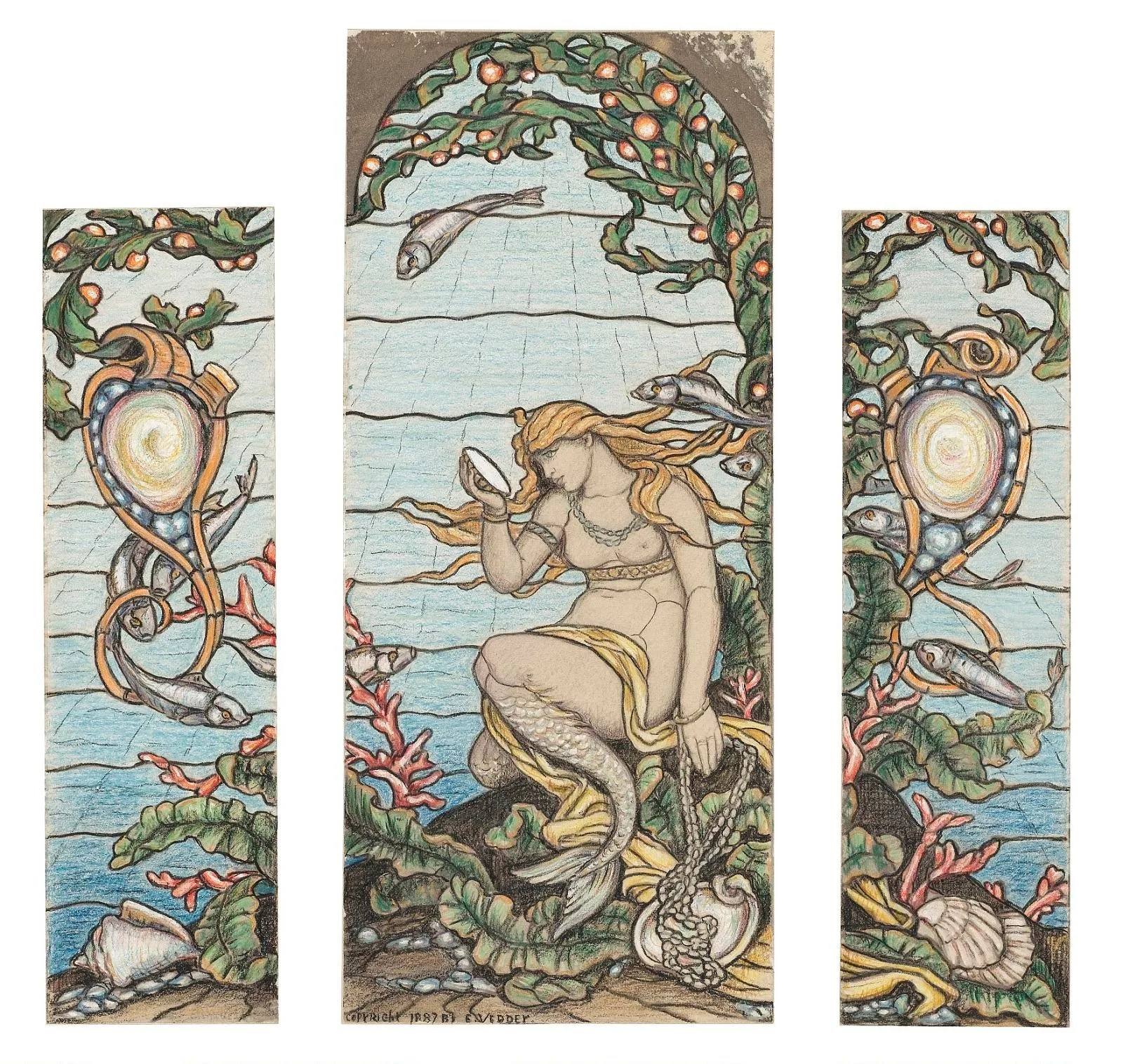 Study for "The Mermaid Window," A.H. Barney Residence, New York, NY