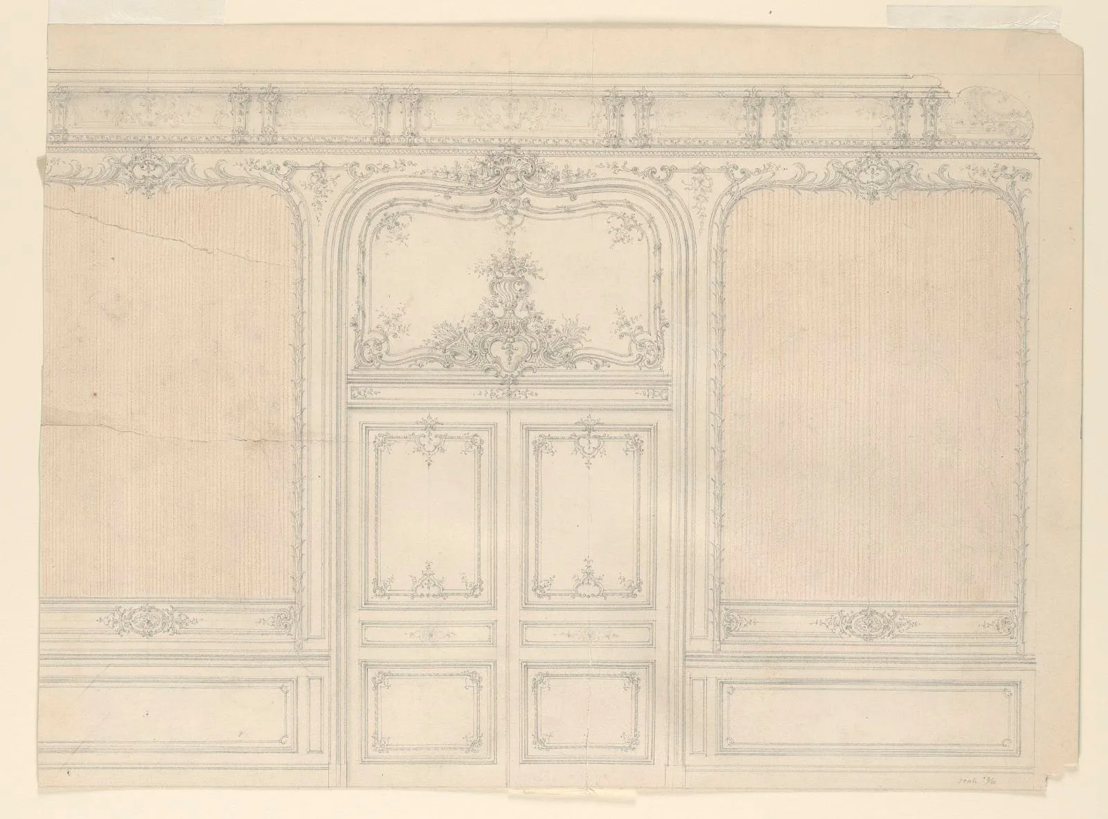 Elevation of the door wall of a salon