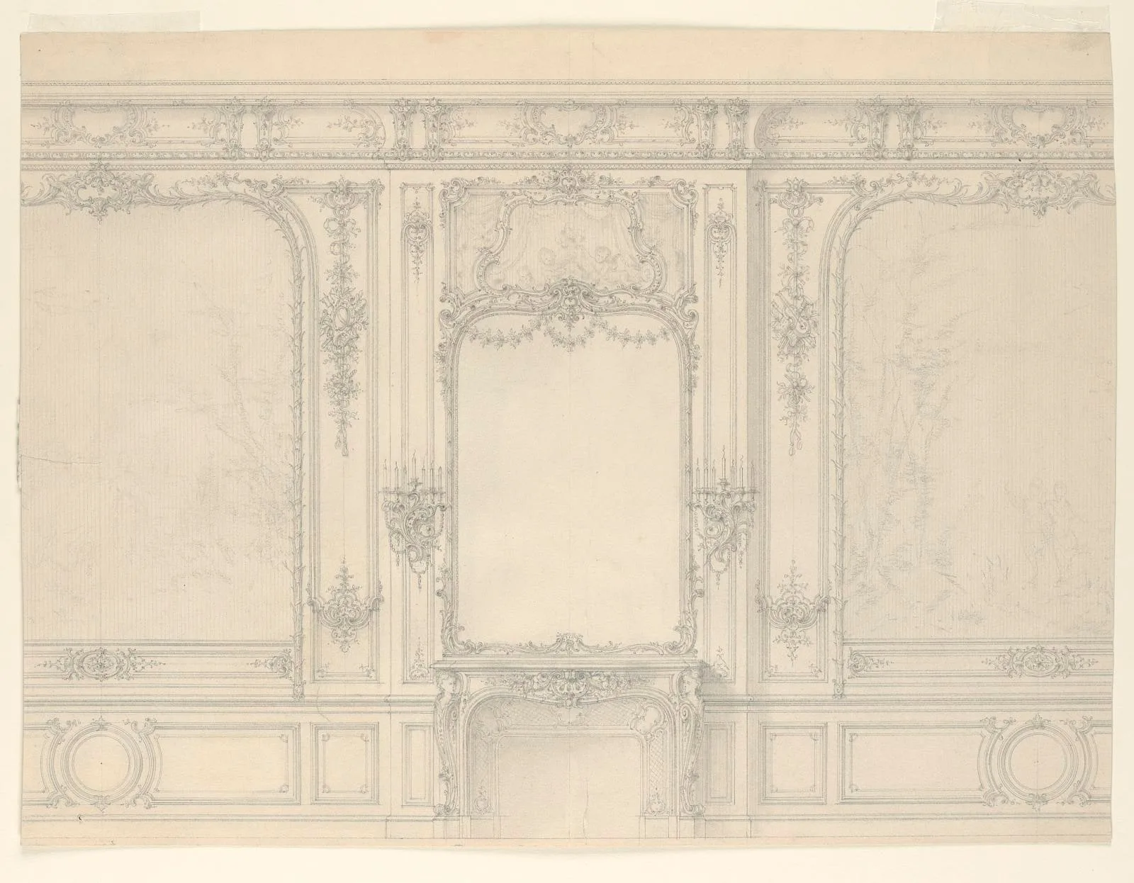 Elevation of the chimney wall of a salon.