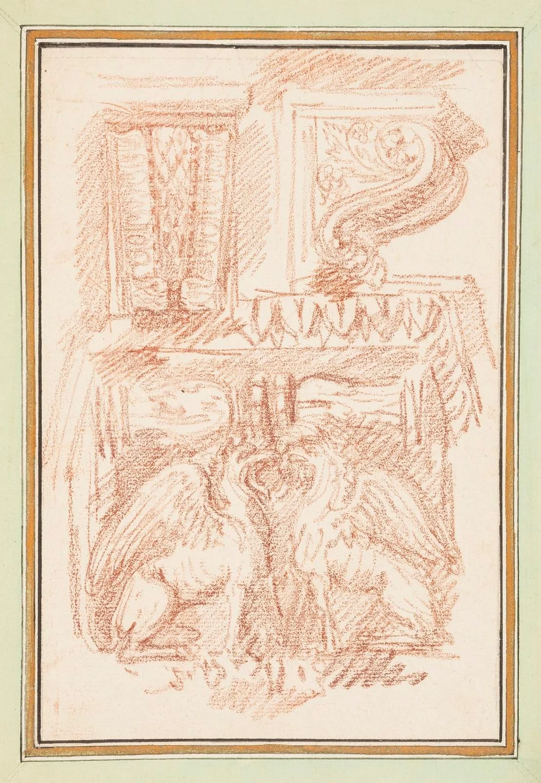 Brackets and a Column Capital with Eagles, in Dessins d'Ango Ornements et Architecture (Drawings of Ornaments and Architecture by Ango)