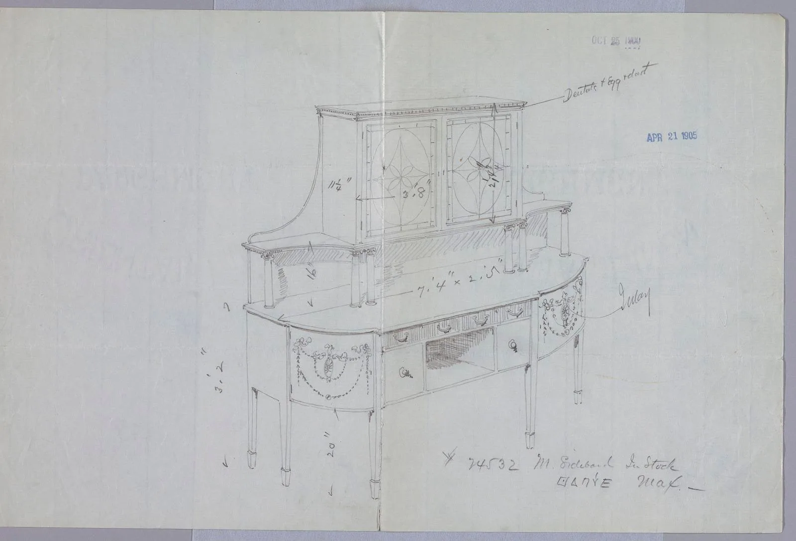 Design for Sideboard with Glass Door Cabinet Above