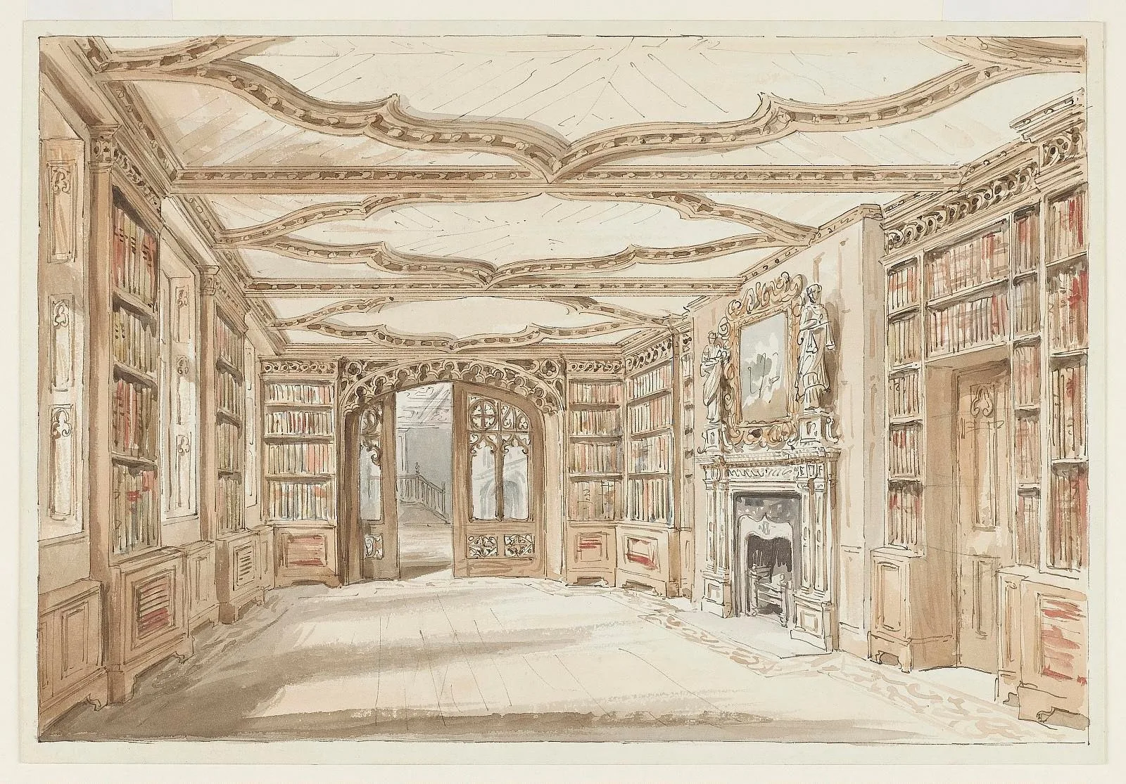 A Library in Gothic Style