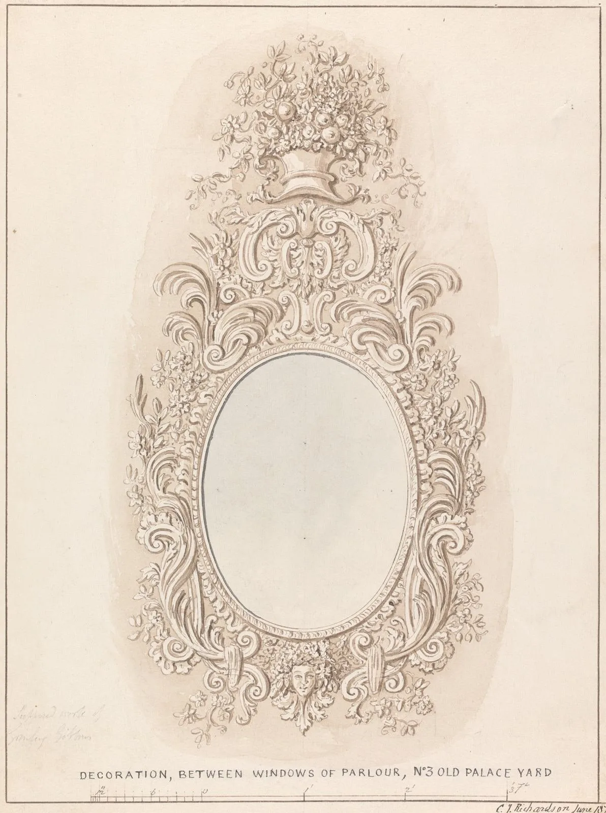 Decoration between Windows of Parlor, No. 3 Old Palace Yard