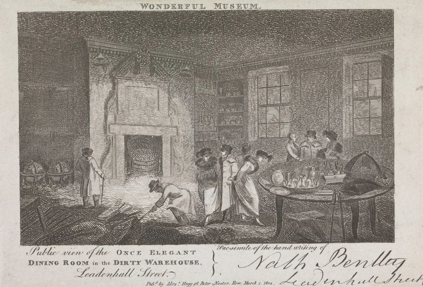 Public View of the Once Elegant Dining Room in the Dirty Warehouse, Leadenhall Street