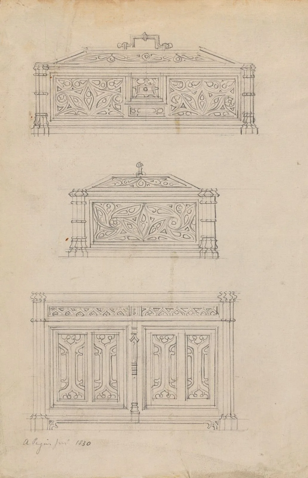 Designs for a Gothic Box and Cabinet
