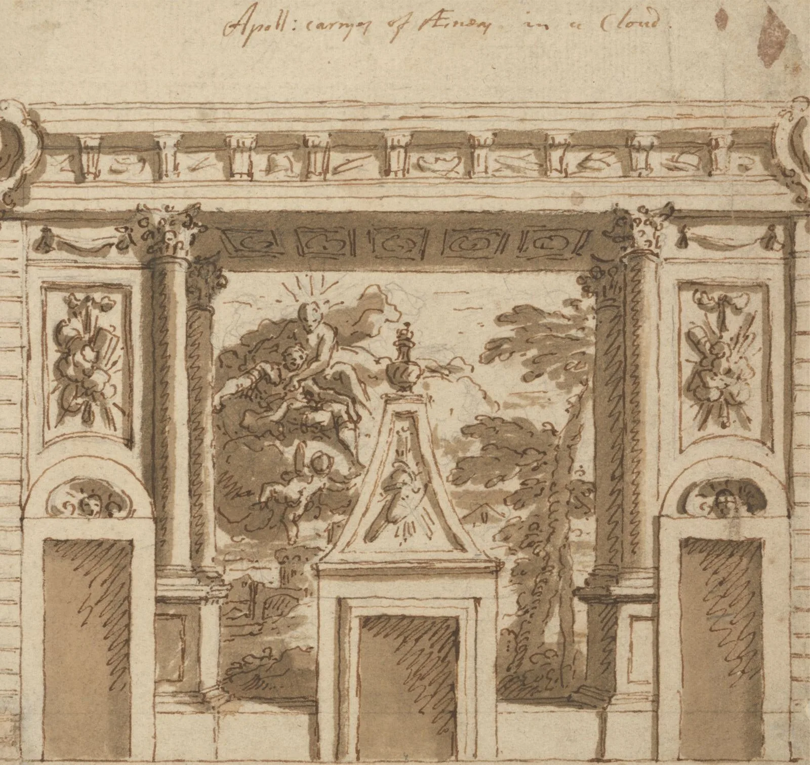 A Design for a Mural Executed in the Salon at Roehampton House, Surrey: Apollo Carrying off  Aeneas in a Cloud